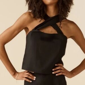 VETTA CONVERTIBLE TIE TANK TOP IN BLACK